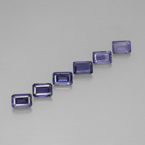 3.33캐럿 천연 바이올렛 블루 아이올라이트 보석, 에메랄드 컷, 5.9×4 mm, VS