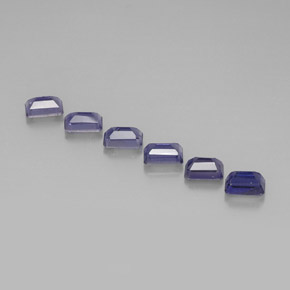 3.33캐럿 천연 바이올렛 블루 아이올라이트 보석, 에메랄드 컷, 5.9×4 mm, VS