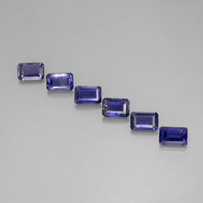 캐럿 천연 바이올렛 블루 아이올라이트 보석, 에메랄드 컷, 6×4 mm, VS
