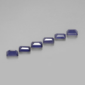 캐럿 천연 바이올렛 블루 아이올라이트 보석, 에메랄드 컷, 6×4 mm, VS