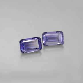 캐럿 천연 바이올렛 블루 아이올라이트 보석, 에메랄드 컷, 6×4 mm, VS