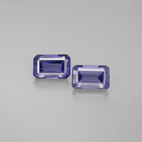 캐럿 천연 바이올렛 블루 아이올라이트 보석, 에메랄드 컷, 6×4 mm, VS