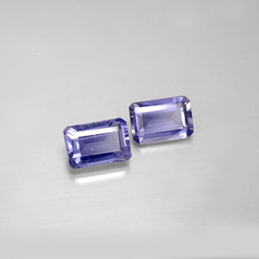캐럿 천연 바이올렛 블루 아이올라이트 보석, 에메랄드 컷, 5.9×4 mm, VS
