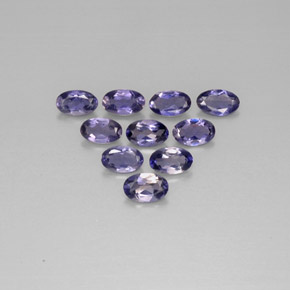 캐럿 천연 바이올렛 블루 아이올라이트 보석, 타원형 컷, 4.8×3.1 mm, VS