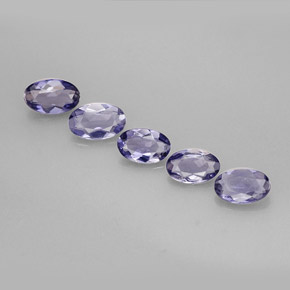 캐럿 천연 바이올렛 블루 아이올라이트 보석, 타원형 컷, 4.7×2.9 mm, VS