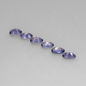 캐럿 천연 바이올렛 블루 아이올라이트 보석, 타원형 컷, 1.2×5.1 mm, VS