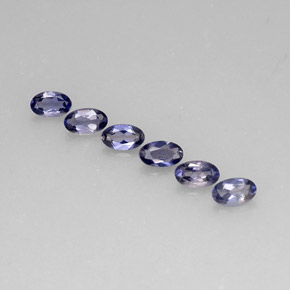 캐럿 천연 바이올렛 블루 아이올라이트 보석, 타원형 컷, 5×3.1 mm, VS