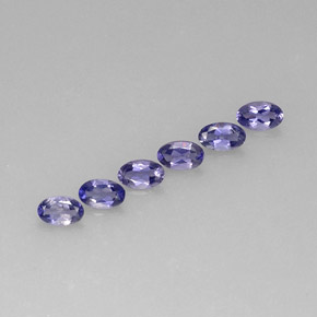 캐럿 천연 바이올렛 블루 아이올라이트 보석, 타원형 컷, 5.1×3.1 mm, VS