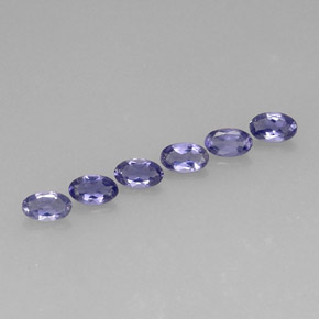 캐럿 천연 바이올렛 블루 아이올라이트 보석, 타원형 컷, 5.1×3.1 mm, VS