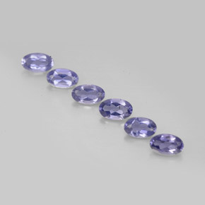 캐럿 천연 바이올렛 블루 아이올라이트 보석, 타원형 컷, 4.9×3.1 mm, VS