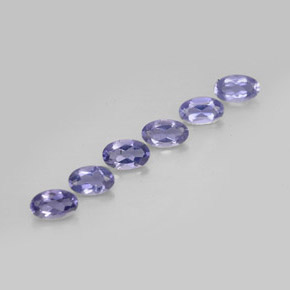 캐럿 천연 바이올렛 블루 아이올라이트 보석, 타원형 컷, 4.9×3.1 mm, VS