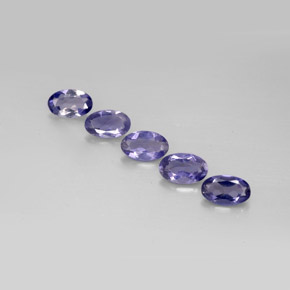 캐럿 천연 바이올렛 블루 아이올라이트 보석, 타원형 컷, 5.1×3.2 mm, VS