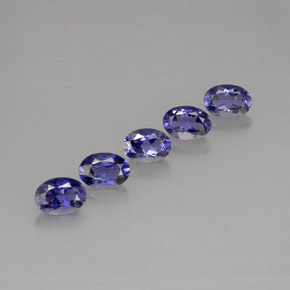 캐럿 천연 바이올렛 블루 아이올라이트 보석, 타원형 컷, 7.3×5.2 mm, VS