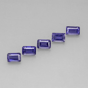 캐럿 천연 바이올렛 블루 아이올라이트 보석, 에메랄드 컷, 5.9×3.9 mm, VVS-VS