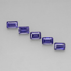 캐럿 천연 바이올렛 블루 아이올라이트 보석, 에메랄드 컷, 5.9×3.9 mm, VVS-VS