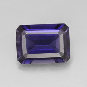 1.23캐럿 천연 바이올렛 블루 아이올라이트, 에메랄드 컷, 8.2×6.1 mm, VS