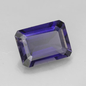 1.23캐럿 천연 바이올렛 블루 아이올라이트, 에메랄드 컷, 8.2×6.1 mm, VS
