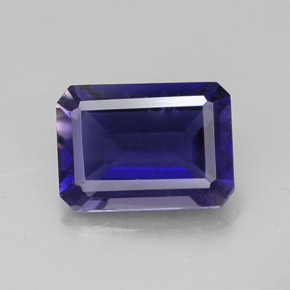 1.08캐럿 천연 바이올렛 블루 아이올라이트, 에메랄드 컷, 8×5.8 mm, VVS-VS