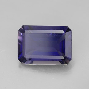 1.08캐럿 천연 바이올렛 블루 아이올라이트, 에메랄드 컷, 8×5.8 mm, VVS-VS