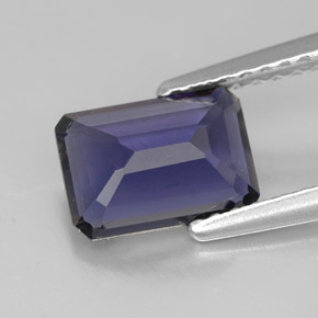 1.08캐럿 천연 바이올렛 블루 아이올라이트, 에메랄드 컷, 8×5.8 mm, VVS-VS