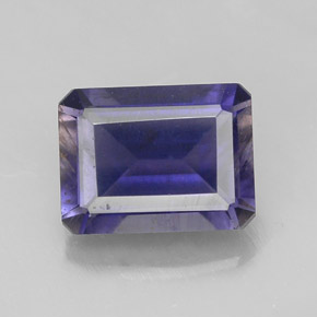 1.53캐럿 천연 바이올렛 블루 아이올라이트, 에메랄드 컷, 8.1×6.1 mm, VS