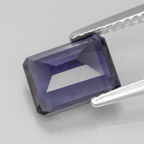 1.53캐럿 천연 바이올렛 블루 아이올라이트, 에메랄드 컷, 8.1×6.1 mm, VS