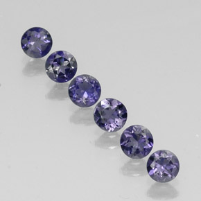 캐럿 천연 바이올렛 블루 아이올라이트 보석, 라운드 컷, 4.02 mm, VVS-VS