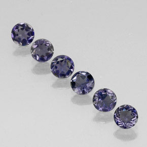 캐럿 천연 바이올렛 블루 아이올라이트 보석, 라운드 컷, 3.98 mm, VVS-VS