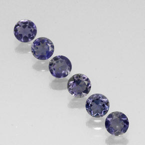 캐럿 천연 바이올렛 블루 아이올라이트 보석, 라운드 컷, 3.98 mm, VVS-VS