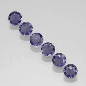 캐럿 천연 바이올렛 블루 아이올라이트 보석, 라운드 컷, 3.97 mm, VVS-VS