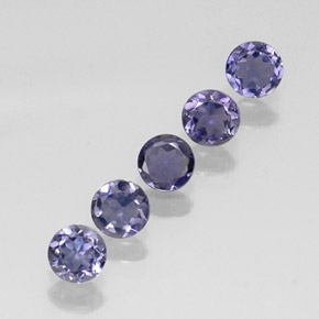 캐럿 천연 바이올렛 블루 아이올라이트 보석, 라운드 컷, 4.00 mm, VVS-VS