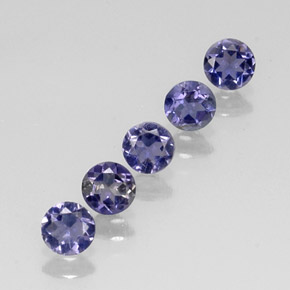 캐럿 천연 바이올렛 블루 아이올라이트 보석, 라운드 컷, 3.99 mm, VVS-VS