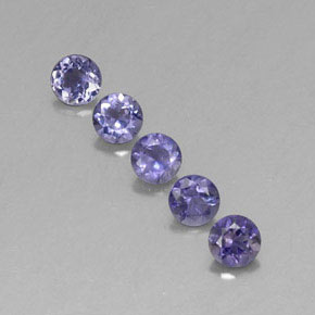캐럿 천연 바이올렛 블루 아이올라이트 보석, 라운드 컷, 4.05 mm, VVS-VS