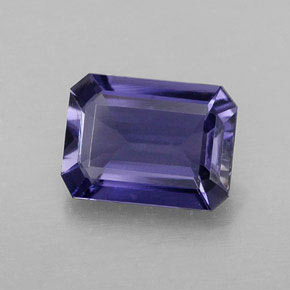 1.14캐럿 천연 바이올렛 블루 아이올라이트, 에메랄드 컷, 8×6 mm, VVS-VS