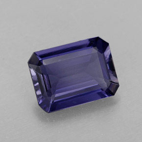 1.14캐럿 천연 바이올렛 블루 아이올라이트, 에메랄드 컷, 8×6 mm, VVS-VS