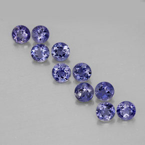 캐럿 천연 바이올렛 블루 아이올라이트 보석, 라운드 컷, 4.00 mm, VVS-VS