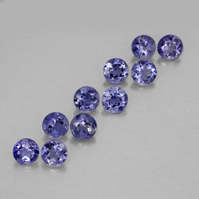 캐럿 천연 바이올렛 블루 아이올라이트 보석, 라운드 컷, 4.00 mm, VVS-VS