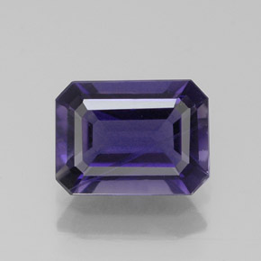 1.10캐럿 천연 바이올렛 블루 아이올라이트, 에메랄드 컷, 7.9×5.9 mm, VS