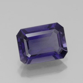 1.10캐럿 천연 바이올렛 블루 아이올라이트, 에메랄드 컷, 7.9×5.9 mm, VS