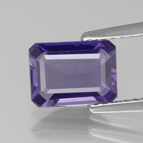 1.06캐럿 천연 바이올렛 블루 아이올라이트, 에메랄드 컷, 8.1×6 mm, VVS-VS
