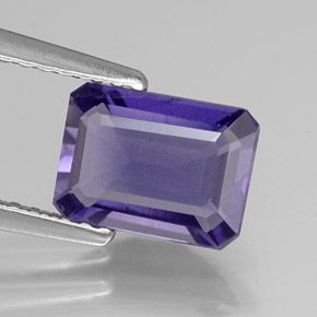 1.06캐럿 천연 바이올렛 블루 아이올라이트, 에메랄드 컷, 8.1×6 mm, VVS-VS