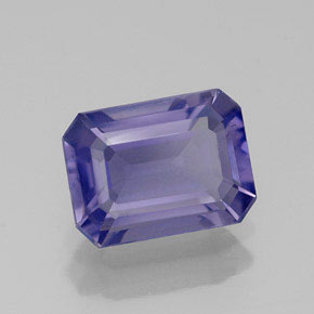 1.14캐럿 천연 바이올렛 블루 아이올라이트, 에메랄드 컷, 7.9×5.8 mm, VS
