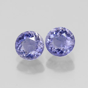 캐럿 천연 바이올렛 블루 아이올라이트 보석, 라운드 컷, 4.75 mm, VS