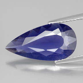 3.37캐럿 천연 바이올렛 블루 아이올라이트, 배 모양, 17.8×9.2 mm, VS