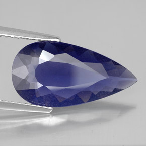 3.37캐럿 천연 바이올렛 블루 아이올라이트, 배 모양, 17.8×9.2 mm, VS