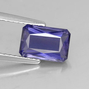 1.35캐럿 천연 바이올렛 블루 아이올라이트, 에메랄드 컷, 8.3×5.7 mm, SI