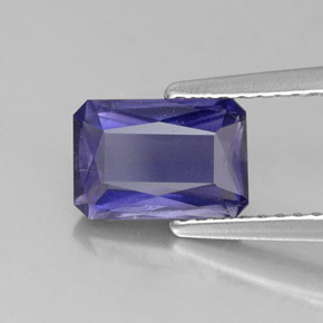 1.35캐럿 천연 바이올렛 블루 아이올라이트, 에메랄드 컷, 8.3×5.7 mm, SI