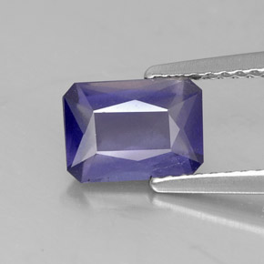 1.12캐럿 천연 바이올렛 블루 아이올라이트, 에메랄드 컷, 8×5.7 mm, VS-SI
