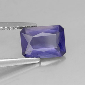 1.12캐럿 천연 바이올렛 블루 아이올라이트, 에메랄드 컷, 8×5.7 mm, VS-SI