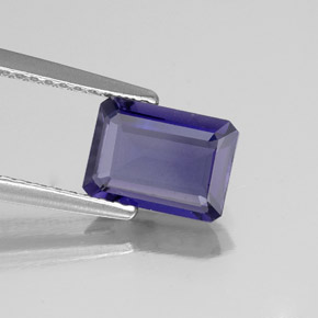 1.09캐럿 천연 바이올렛 블루 아이올라이트, 에메랄드 컷, 8.2×5.9 mm, VS